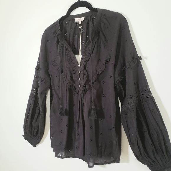 Arnhem Boho Western Prairie Blouse Midnight Black - Picture 16 of 17